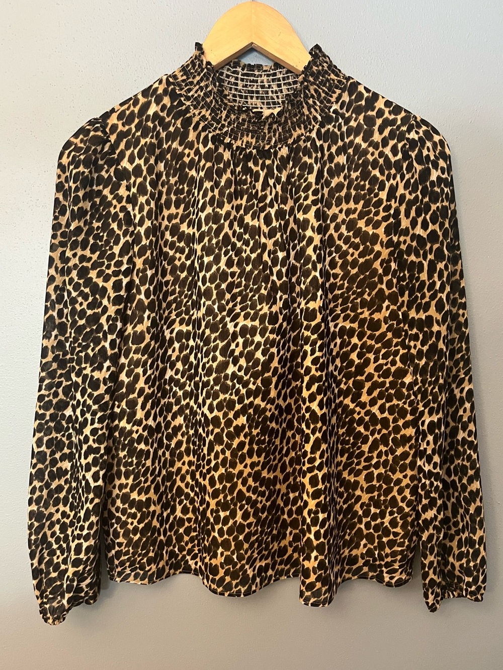 J. Crew Leopard Print Mock-Neck Blouse